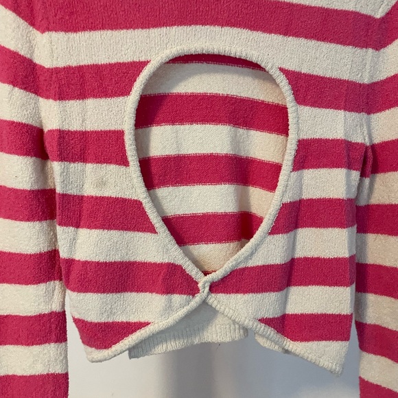 Aerie striped terry cloth sweater open back - Picture 2 of 3